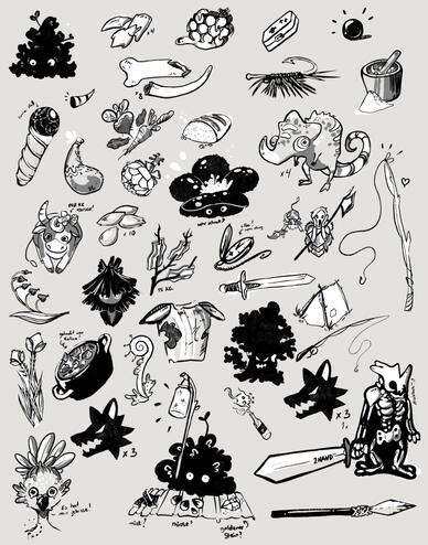 A Player's Diary - illustrated Pen and Paper inventory. Comissioned work.