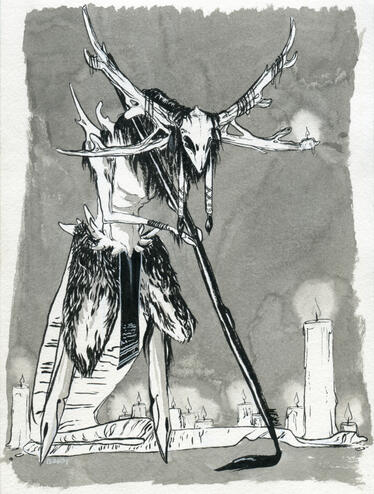 Inkschrat, India Ink on Bütten